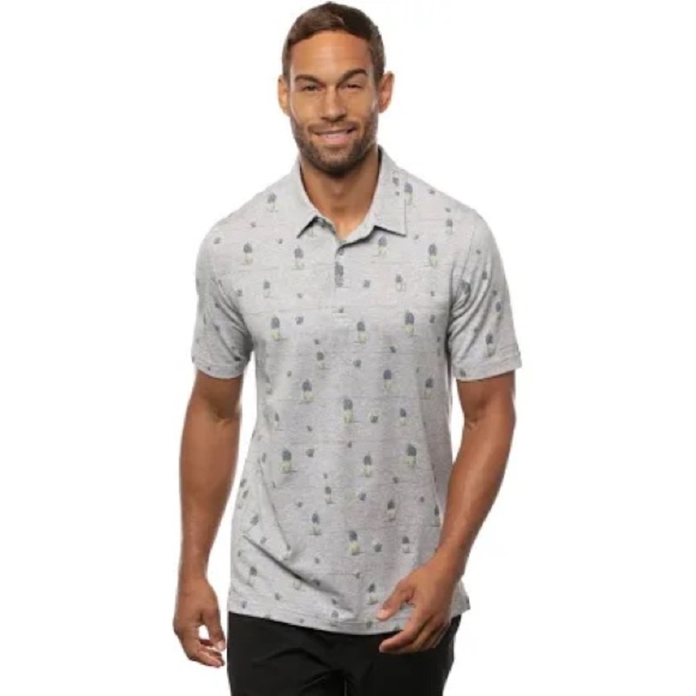 Travis Mathew Light Gray Polo with Pineapple Design